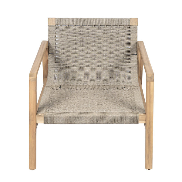 English Elm Outdoor Acacia Wood Rope Club Chair with Cushion for Coastal Patio Comfort N772P415592T