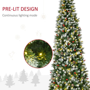 English Elm Homcom 9Ft Pre-Lit Snow-Dipped Christmas Tree With 460 Led Lights, Pine Cones, Berries & More! W2225P229460