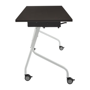 OSP Home Furnishings 5' Flip Top Nesting Training Table with Locking Casters for Classrooms and Offices Espresso White 84225WE