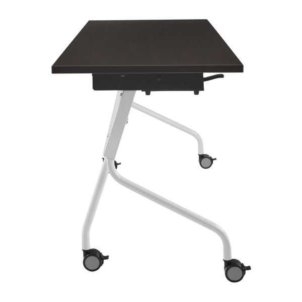OSP Home Furnishings 5' Flip Top Nesting Training Table with Locking Casters for Classrooms and Offices Espresso White 84225WE