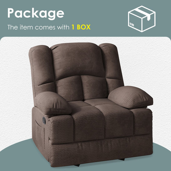 English Elm Oversized Rocking Rocker Recliner Chair with Ergonomic Support, Tool-Free 5-Minute Assembly Comfort Chocolate T3623P380999