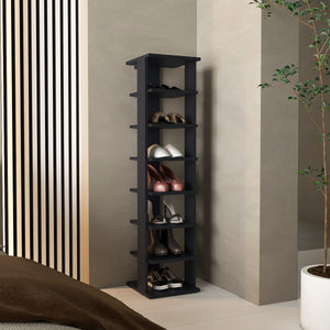 English Elm Shoe Organizer with 7 Shelves for Small Spaces — Durable Engineered Wood, Eco-Certified, Stylish Storage Black 52.76 L x 16.93 W x 3.15 H B097P369417
