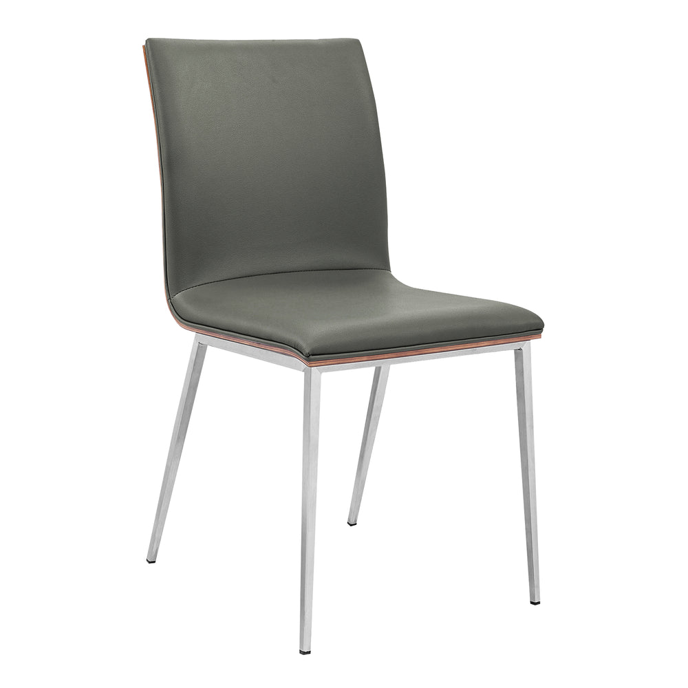 English Elm Crystal Upholstered Dining Chairs Walnut Veneer Back Faux Leather Seat Set of 2 B2736P464885
