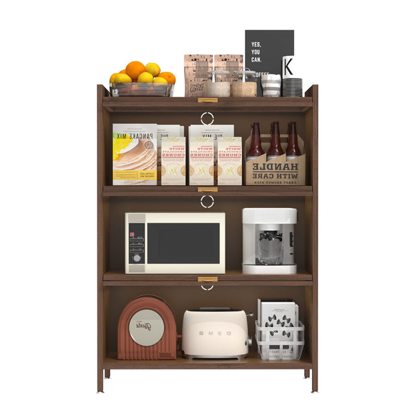 English Elm 44'' Tall Metal 3 Flip Doors Cabinet Walnut - Durable Steel Storage, Space-Saving Organizer for Home Office W3387P363518