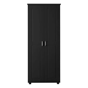English Elm Storage Compact Two-Door Cabinet with Adjustable Shelf, Anti-Tip Safety, MDF Durability for Home Organizing Black WF323346AAB
