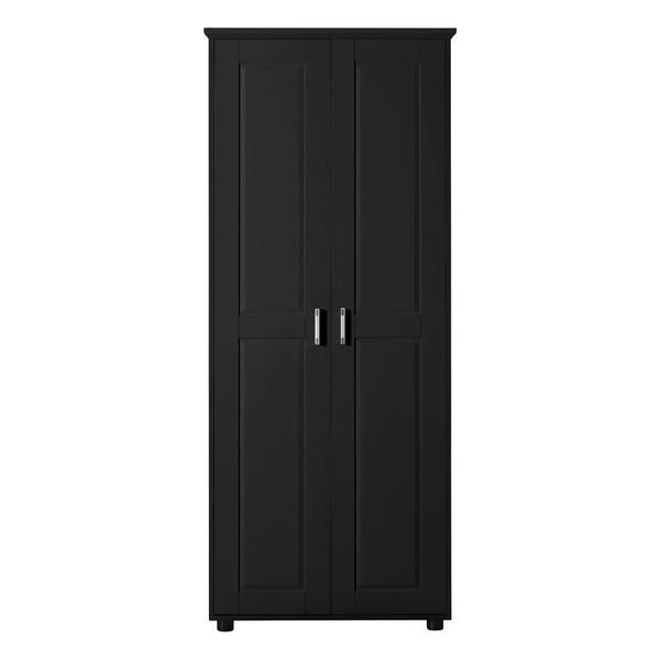 English Elm Storage Compact Two-Door Cabinet with Adjustable Shelf, Anti-Tip Safety, MDF Durability for Home Organizing Black WF323346AAB