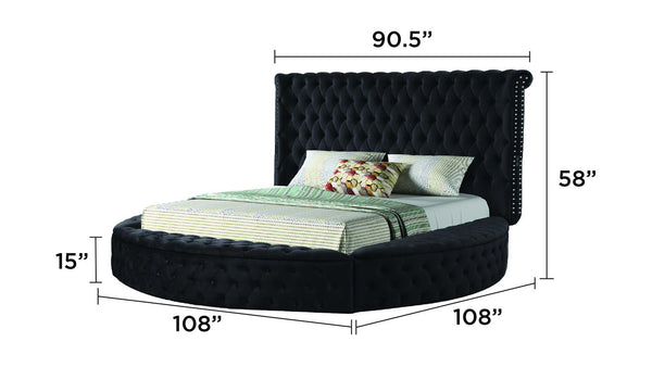 English Elm HAZEL Queen 5PC Velvet Bedroom Set Black Tufted Headboard w/ Speakers, USB Ports & Extra Storage B009S00806