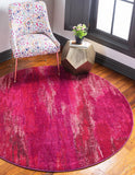 Unique Loom Jardin Lilly Machine Made Abstract Rug Pink, Brown/Burgundy/Ivory/Puce/Purple/Red/Pink/Salmon 6' 1" x 6' 1"