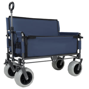 English Elm 3-in-1 Folding Utility Wagon Converts to Bench Seat with All-terrain Balloon Tires Dark Blue W2932P312718