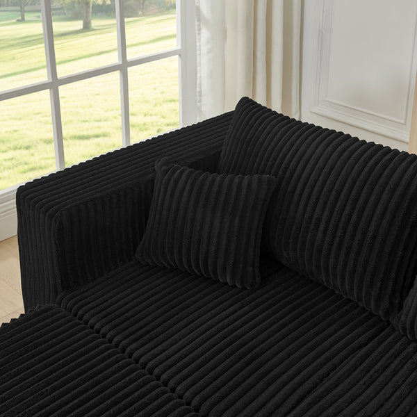 English Elm Compact Modular Sectional Corduroy Sofa High Density Foam Fill for Small Space Living Black W487P411610