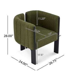 English Elm Dining Chair Set of 4 Olive Boucle Upholstered with Matte Black Rubberwood Legs N779P341494G-2