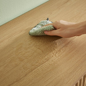 English Elm 3 Drawers Chest - Modern Curved Wave Design Nightstand For Bedroom & Living Room, Oak Finish W1820P337285