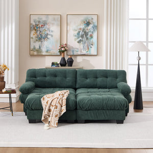 English Elm U Shaped Modular Sectional Sofa Flannelette Cloud Couch Deep Seat Plush Living Room Green W2120S00027