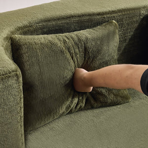 English Elm 71-inch plush folding sofa bed with high-density foam, faux fur futon convertible for guests and yoga Green W1829P362308