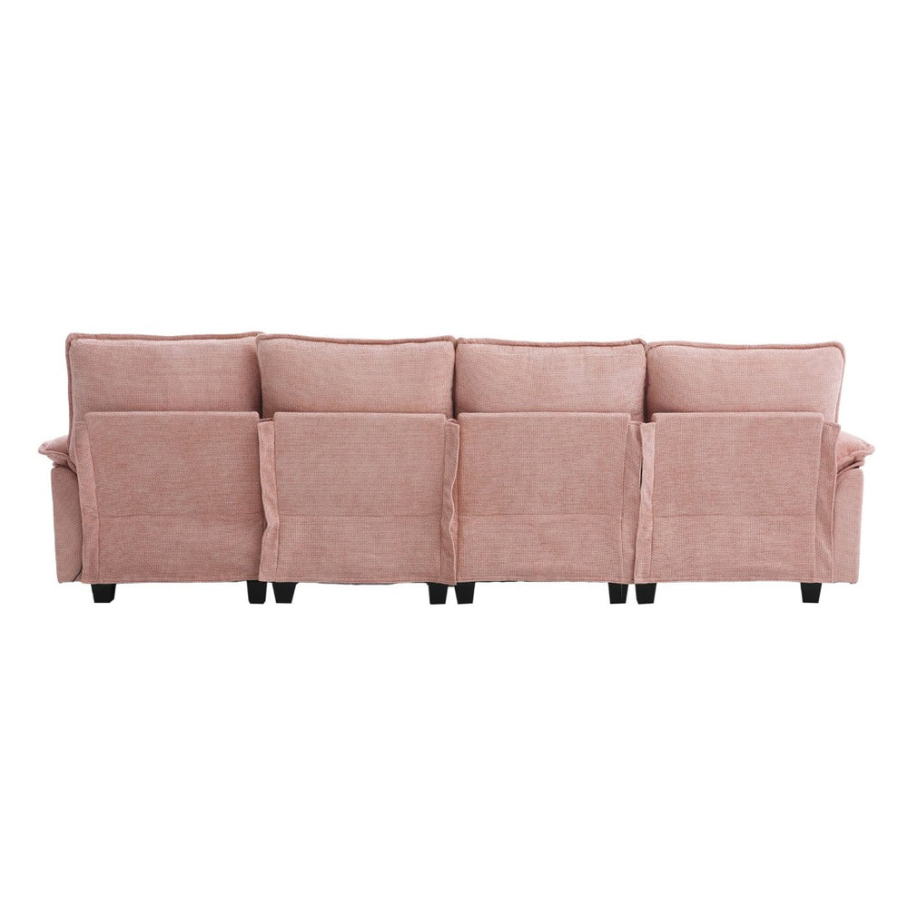 English Elm United We Win 106" U-Shaped Sectional Sofa - Comfy Chenille Cloud Couch With Usb Ports & Storage Ottoman W1568S00231-GIGA