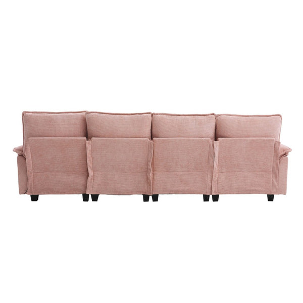 English Elm United We Win 106" U-Shaped Sectional Sofa - Comfy Chenille Cloud Couch With Usb Ports & Storage Ottoman W1568S00231-GIGA