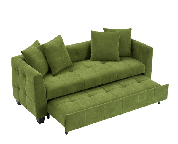 English Elm 77.9-inch cloud velvet 3-seater sofa bed with pull-out sleeper, sturdy wood frame, high-density foam comfort Green W1278S00075