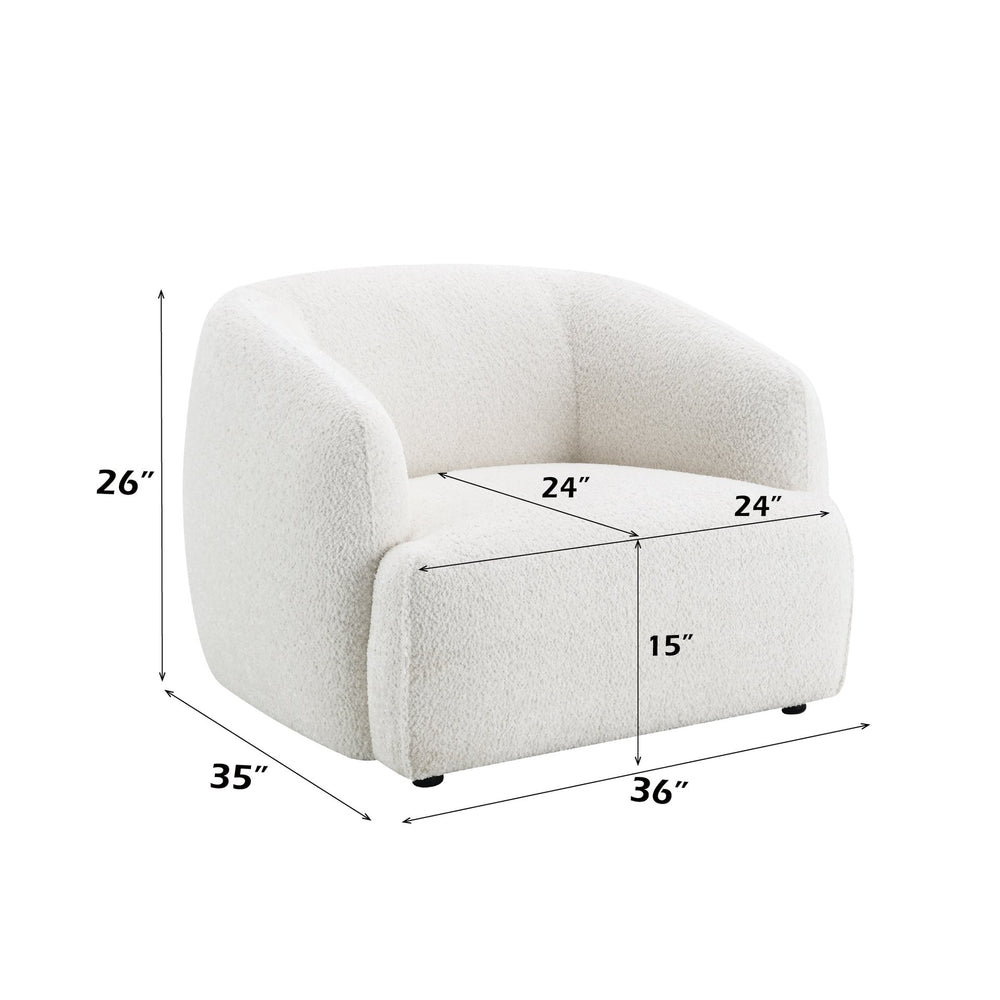 English Elm Lucifer White Shimmer Fabric Chair with Full Foam Cushion, Wooden Frame, Plastic Legs, 220lb Capacity B2726P308603