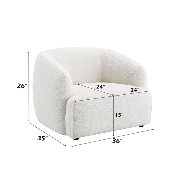 English Elm Lucifer White Shimmer Fabric Chair with Full Foam Cushion, Wooden Frame, Plastic Legs, 220lb Capacity B2726P308603