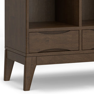 English Elm Harper Walnut Brown 6-Cube Storage with 3 Drawers - Handcrafted Wood Cabinet, Tapered Legs, 48" B136P238612