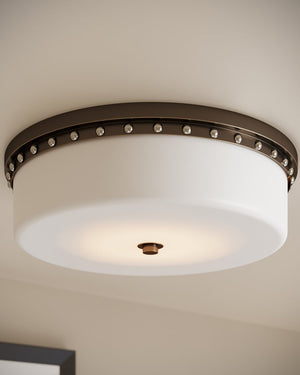 Currey & Company Barnabe Brass Flush Mount Light - Elegant Design With Adjustable Led & Opaque Glass Diffuser For Style Black Glass ,Metal 9999-0079-currey-company