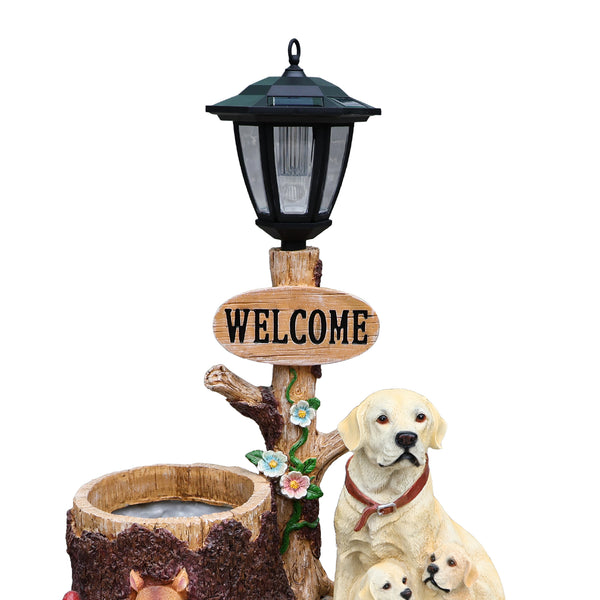 English Elm Labrador Mother and Pup Resin Garden Statue with Integrated Floral Planter Basin W5398P464250