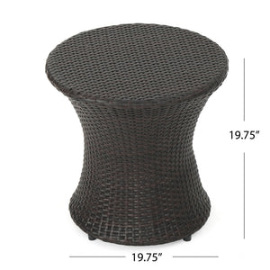 English Elm 19" Kono Hourglass Wicker Side Table Pe Rattan Sculptural Accent for Patio or Living Room Brown Multi N773P362078B