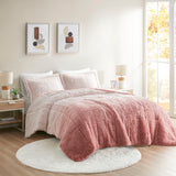 Intelligent Design Brielle Transitional Ombre Shaggy Long Fur Comforter Mini Set ID10-2145 Blush