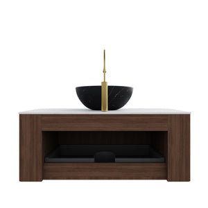 English Elm Dina Floating Bathroom Vanity Sintered Stone Top Glass Basin Striped Plywood Cabinet W2615S00427