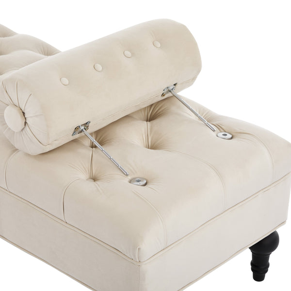 English Elm Modern Tufted Velvet Bench with Gourd Legs and Pillows for Bedroom Entryway Beige N761P335807W