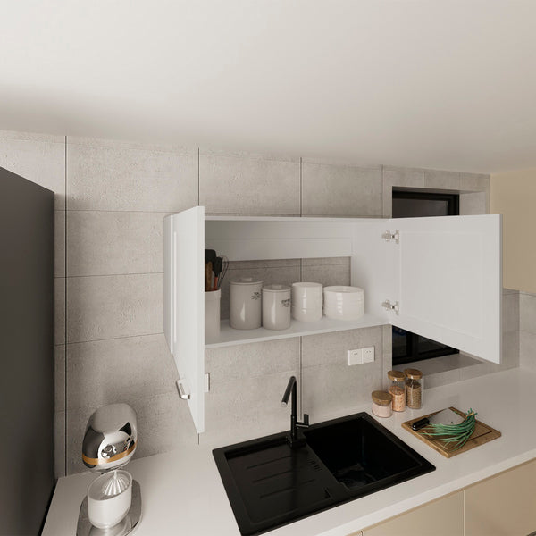English Elm Wall Wall Cabinet with 2 Doors for Kitchen Storage, Modern Engineered Wood Design, Durable & Compact White 44.09 L x 29.13 W x 3.54 H B097P350281