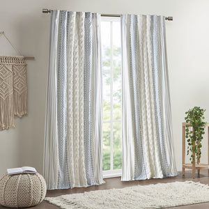 English Elm Cotton Printed Chenille Stripe Curtain Panel with Lining, 50x108, Rod Pocket & Back Tabs for Light Control and Texture Decor B035P294215