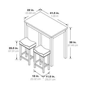 OSP Home Furnishings Celina 3-Piece Counter Height Set Natural Wood/Lt Brown