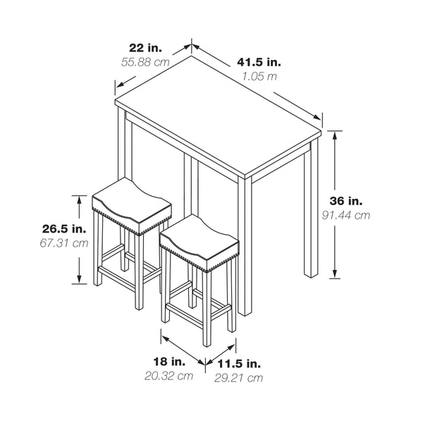 OSP Home Furnishings Celina 3-Piece Counter Height Set Natural Wood/Lt Brown