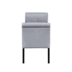 English Elm Velvet Upholstered Storage Bench with Button Tufting, Flared Arms and Wooden Legs, Luxe Hidden Storage Silver B016P383445