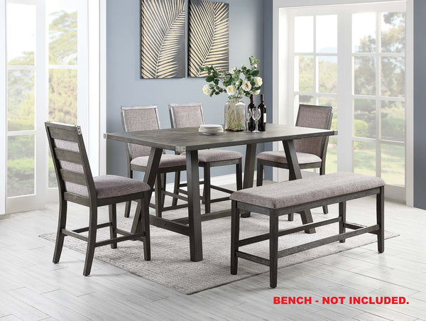 English Elm Contemporary 7-Piece Counter Height Dining Set With Grey Wood Table & 6 High-Back Chairs For Style B011S01703