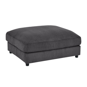 English Elm Corduroy Ribbed Upholstered Ottoman Plush Footrest or Extra Seating for Living Rooms Dark Gray B2748P483346