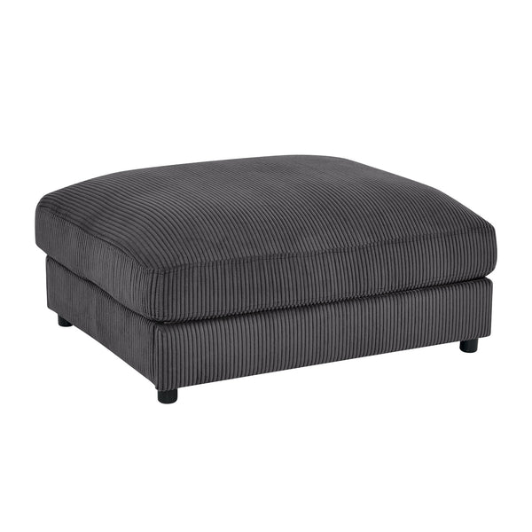 English Elm Corduroy Ribbed Upholstered Ottoman Plush Footrest or Extra Seating for Living Rooms Dark Gray B2748P483346