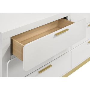 English Elm Sophia White 6-Drawer Dresser - Modern Mid-Century Elegance With Gold Accents For Stylish Storage B062P353391-GIGA