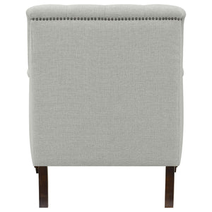 English Elm Veronica Grey Tufted Sloped Arm Chair — Plush Textured Upholstery, Ergonomic Support, Nailhead Trim Elegance B062P328692