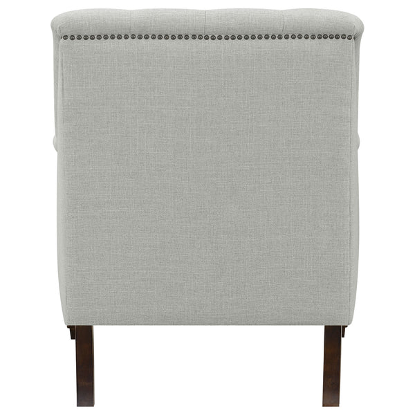 English Elm Veronica Grey Tufted Sloped Arm Chair — Plush Textured Upholstery, Ergonomic Support, Nailhead Trim Elegance B062P328692
