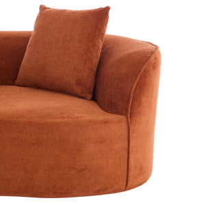 English Elm Christopher Knight Home® - 126" Curved Sectional Sofa - Dark Orange Full Foam, Oversized 5-Seater For Modern Living Rooms N771P247830C_N771P247831C