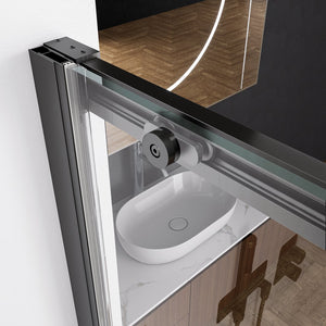 English Elm 44--48" Sliding Tempered Glass Shower Door Brushed Nickel Frameless Spa Bath W637P382565