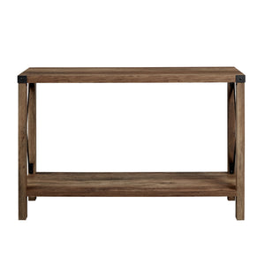 English Elm Walker Edison - Modern Farmhouse Metal-X Entry Table With Lower Shelf - Rustic Oak