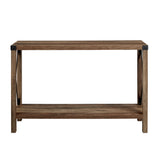 Walker Edison Modern Farmhouse Metal-X Entry Table, Rustic Oak - Industrial Style, Lower Shelf