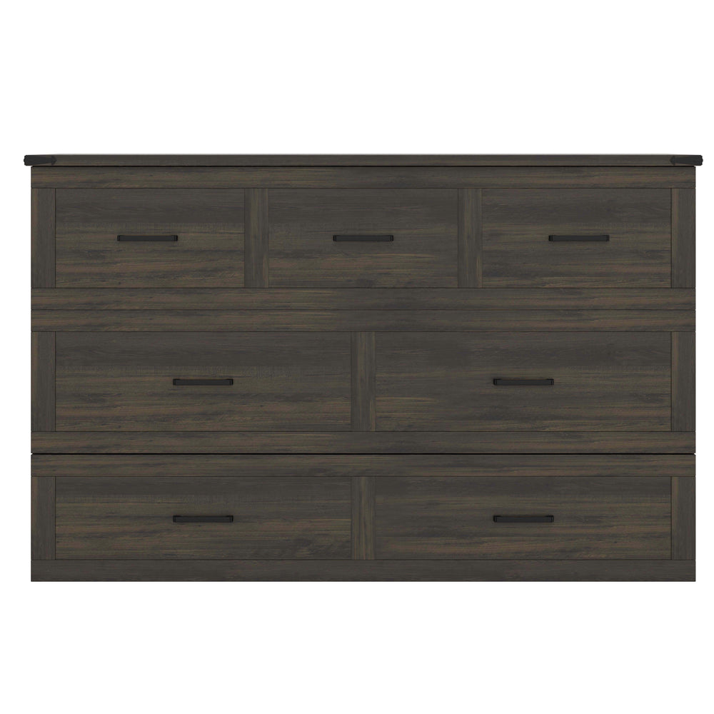 English Elm N733S293997G, Space-Saving Wood Murphy Bed Cabinet with Charging Station, Storage Drawer, Durable Design Antique Gray 68 L x 18.75 W x 9.1 H N733P293997G