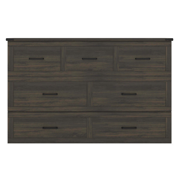 English Elm N733S293997G, Space-Saving Wood Murphy Bed Cabinet with Charging Station, Storage Drawer, Durable Design Antique Gray 68 L x 18.75 W x 9.1 H N733P293997G