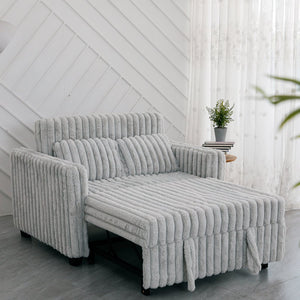 English Elm 3 in 1 Convertible Sleeper Sofa Bed with Plush Fabric, Spring Support, Cozy Skin-Friendly Comfort Light Gray W1767P195964