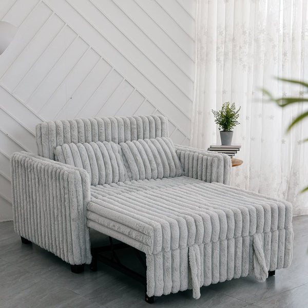 English Elm 3 in 1 Convertible Sleeper Sofa Bed with Plush Fabric, Spring Support, Cozy Skin-Friendly Comfort Light Gray W1767P195964