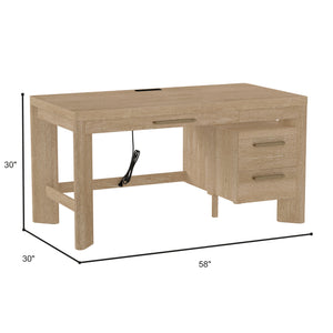English Elm Wallace & Bay - Tan Contemporary Wood Desk in Light Brown Finish — 58" Wide Low-Maintenance Workstation for Home Office B361P384463